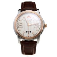 Blancpain MIYOTA 9015 Automatic Movement Two Tone Case with White Dial-Leather Strap
