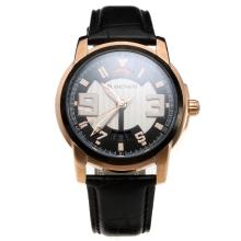 Blancpain Rose Gold Case with White/Black Dial-Leather Strap