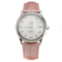 Omega De Ville with MOP Dial-Pink Leather Strap