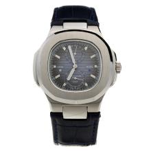 Patek Philippe Nautilus Automatic with Blue Dial-Leather Strap