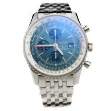 Breitling Navitimer Working GMT Chronograph Asia Valjoux 7751 Movement with Blue Dial S/S