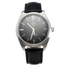 Omega Master Co-Axial Swiss ETA 2836 Movement with Black Dial-Leather Strap-1