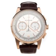 Montblanc Meisterstück Working Chronograph Rose Gold Case With White Dial