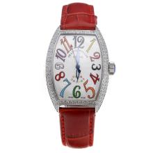 Franck Muller Casablanca Automatic Diamond Bezel with White Dial-Colourful Number Markings