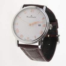 Blancpain Villeret Roman Markers with White Dial-Leather Strap-1