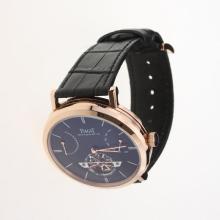Piaget Altiplano Tourbillon Automatic Rose Gold Case with Black Dial-Leather Strap