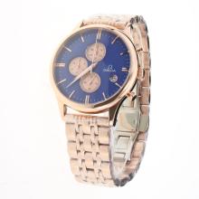 Omega Globemaster Working Chronograph Full Rose Gold with Blue Dial
