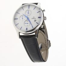 Omega Globemaster Working Chronograph with White Dial-Leather Strap-2