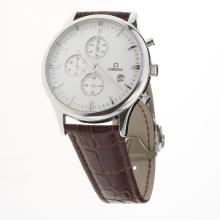 Omega Globemaster Working Chronograph with White Dial-Leather Strap-1