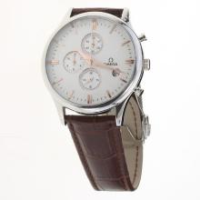 Omega Globemaster Working Chronograph with White Dial-Leather Strap