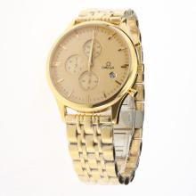 Omega Globemaster Working Chronograph Full Gold with Golden Dial-1