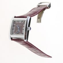 Cartier Tank Purple Dial with Purple Leather Strap-Lady Size