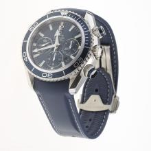 Omega Seamaster Chronograph Asia Valjoux 7750 Movement with Blue Dial-Rubber Strap