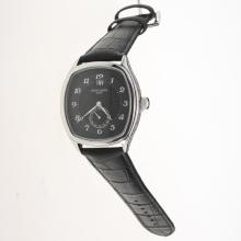 Patek Philippe Number Markers with Black Dial-Leather Strap