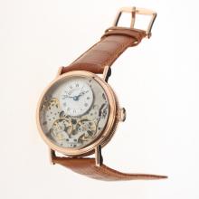 Breguet Tradition Tourbillon Automatic Rose Gold Case with White Dial-Leather Strap