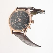 Omega De Ville Working Chronograph Rose Gold Case with Black Dial-Leather Strap