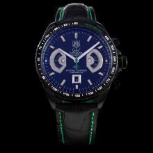 Tag Heuer Grand Carrera Calibre 17 Working Chronograph PVD Case with Black Dial-Leather Strap