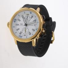 IWC Aquatimer Working Chronograph Gold Case White Markers with White Dial-Rubber Strap