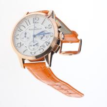 Jaeger-Lecoultre Rendez-Vous Working Chronograph Rose Gold Case with White Dial-Orange Leather Strap