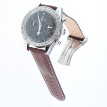 Omega Speedmaster Working Chronograph Swiss 9300 Automatic Movement with Black Dial-Leather Strap-1