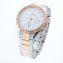 Omega Speedmaster Working Chronograph Swiss 9300 Automatic Movement Two Tone with White Dial