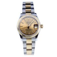 Rolex Datejust Swiss ETA 2836 Movement Two Tone Stick Markers with Golden Dial-High Quality Version
