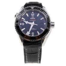 Omega Seamaster Swiss Calibre 8900 Automatic Movement Ceramic Bezel with Black Dial-Leather Strap