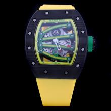 Richard Mille RM 59-01 MIYOTA 9015 Automatic Movement PVD Case with Yellow Rubber Strap