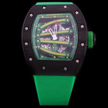 Richard Mille RM 59-01 MIYOTA 9015 Automatic Movement PVD Case with Green Rubber Strap