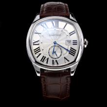 Cartier Drive de Cartier Automatic Roman Markers with White Dial-Leather Strap