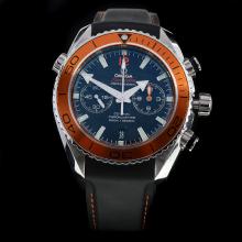 Omega Seamaster Swiss 9300 Chronograph Automatic Movement Orange Bezel with Black Dial-Rubber Strap