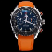 Omega Seamaster Swiss 9300 Chronograph Automatic Movement Black Bezel with Black Dial-Rubber Strap-1
