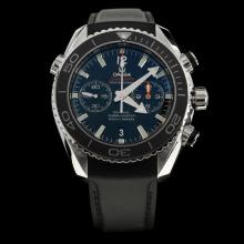 Omega Seamaster Swiss 9300 Chronograph Automatic Movement Black Bezel with Black Dial-Rubber Strap