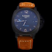 Panerai Luminor Working GMT Automatic PVD Case with Black Dial-Leather Strap