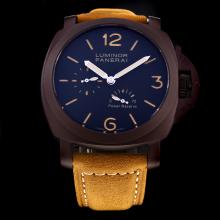 Panerai Luminor Working Power Reserved Automatic PVD Case with Black Dial-Leather Strap