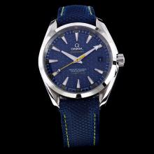 Omega Seamaster Working GMT Swiss CAL 8507 Movement with Blue Dial-Nylon Strap