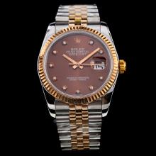 Rolex Datejust Swiss ETA 2836 Movement Two Tone Diamond Markers with Brown Dial