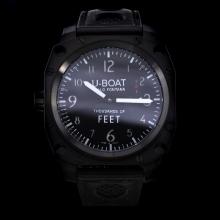 U-Boat Thousands of Feet Swiss ETA Unitas 6497 Movement PVD Case with Black Dial-Leather Strap