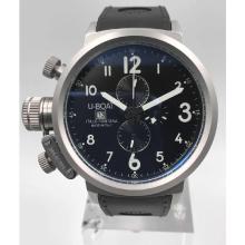 U-Boat Italo Fontana Working Chronograph White case  with Black Dial-Leather Strap 