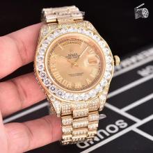 Rolex Day-Date II Swiss ETA 2836 Movement Diamond Markers and Bezel with Gold Dial