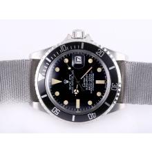 Rolex Submariner Cartier Automatic with Black Bezel and Dial Vintage Version-Gray Nylon Strap