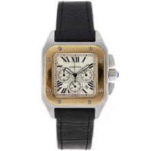 Cartier Santos 100 Two Tone Working Chronograph Same Chassis As 7750-High Quality