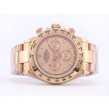 Rolex Daytona Chronograph Asia Valjoux 7750 Movement Full Rose Gold with Champagne Dial
