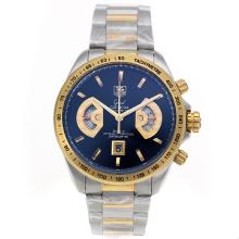 Tag Heuer Grand Carrera Calibre 17 Two Tone Working Chrono Black Dial Same Structure As 7750-High Quality