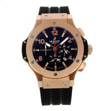 Hublot Big Bang Working Chrono Rose Gold Case with Carbon Fibre Style Dial Same Structure as 7750-High Quality
