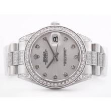 Rolex Datejust Swiss ETA 2836 Movement Silver Dial with Diamond Marking & Bezel Mid Size