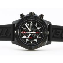 Breitling Super Avenger PVD Working Chronograph With Black Dial Rubber Strap