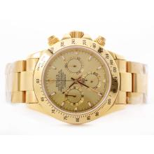 Rolex Daytona Chronograph Asia Valjoux 7750 Movement Full Gold with Golden Dial New Improved 29J Version