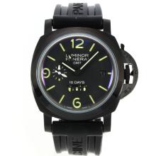 Panerai Luminor GMT 10 Days Working Power Reserve PVD Case with Black Dial-Rubber Strap