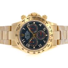 Rolex Daytona Chronograph Asia Valjoux 7750 Movement 18K Full Gold with Blue Dial